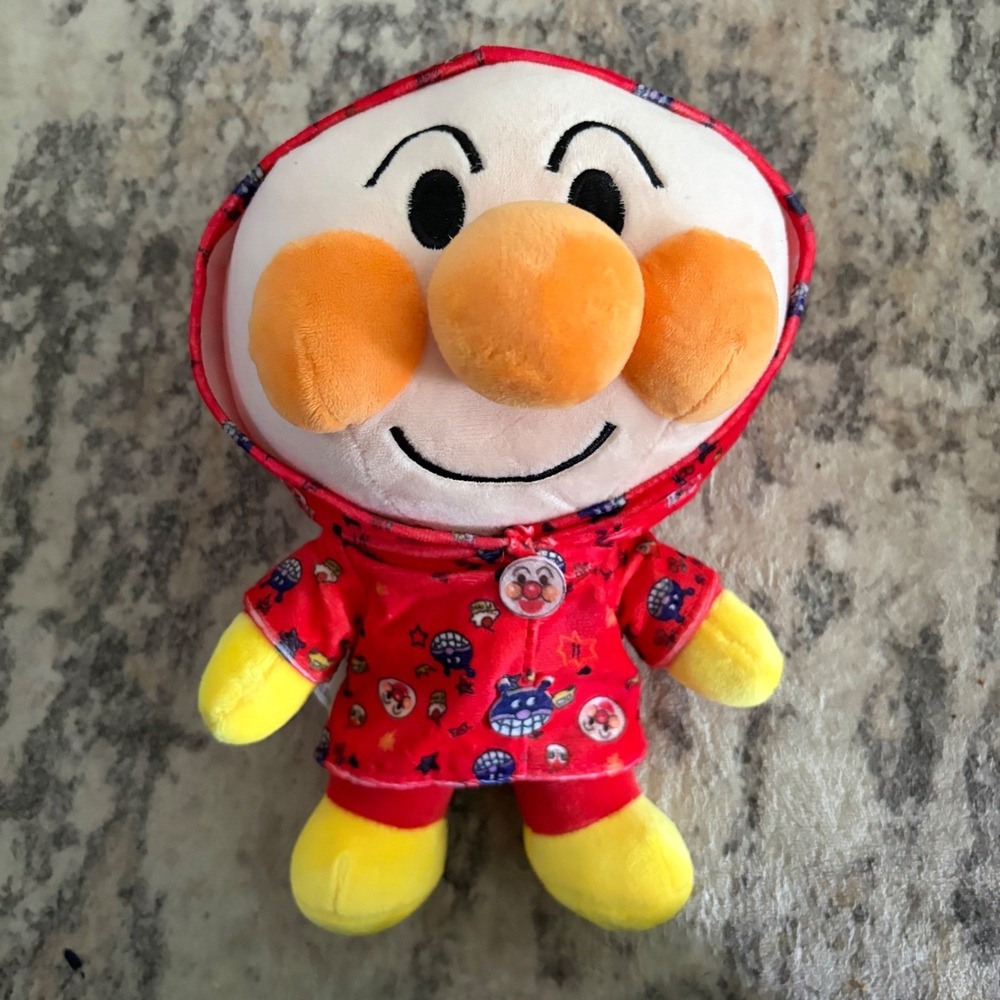 Anpanman Plush Doll Red Hooded Jacket Anime Character Soft Toy 8 Inch